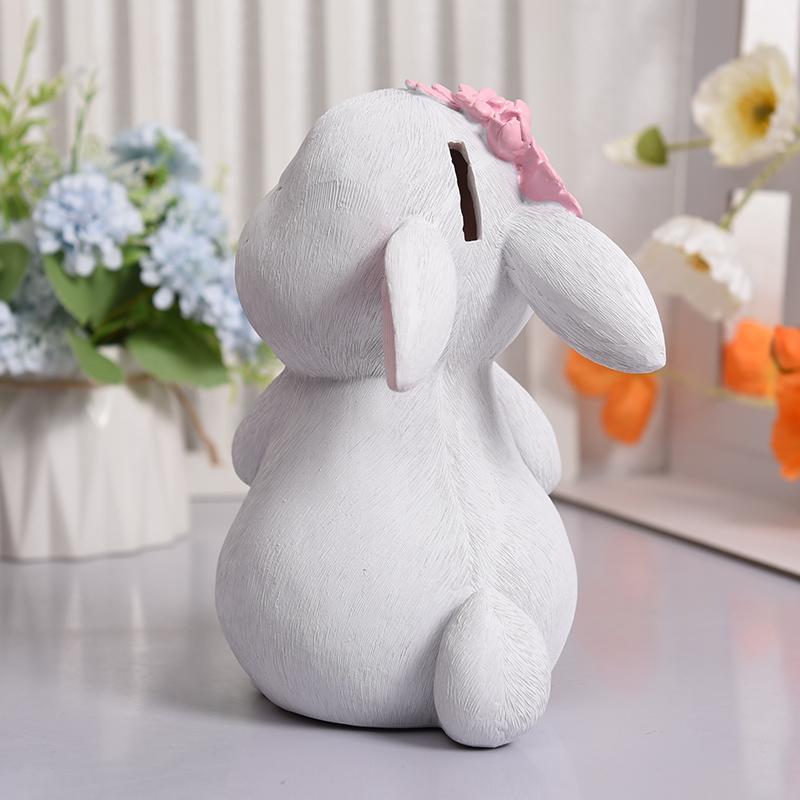Product Introduction of Cute Rabbit Design Resin Money Bank, 1 Count Modern Desktop Money Saving Box, Home Decor Ornament for Living Room Bedroom Study Room, Piggy 6