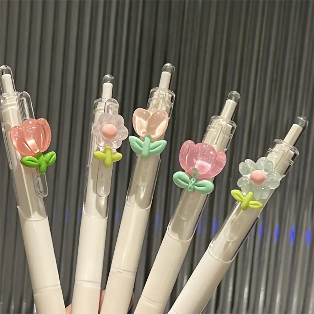 2pcs Cute Flower Pressing writing pens students Quick Drying Neutral pen stationary