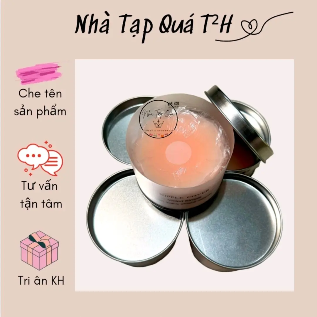 (Có che tên) Hộp trắng 10 miếng dán nhũ hoa silicon cao cấp siêu dính sử dụng được nhiều lần Nữ Women