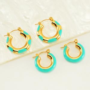 Anting-anting Keluli Tahan Karat, Gaya Retro, Berkaca Titisan Enamel, Fesyen Tinggi, Reka Bentuk Unik, Sesuai untuk Pelbagai Majlis, Pengapit Telinga Keluli Titanium Berwarna-warni, Untuk Wanita. Earrings Jewelry