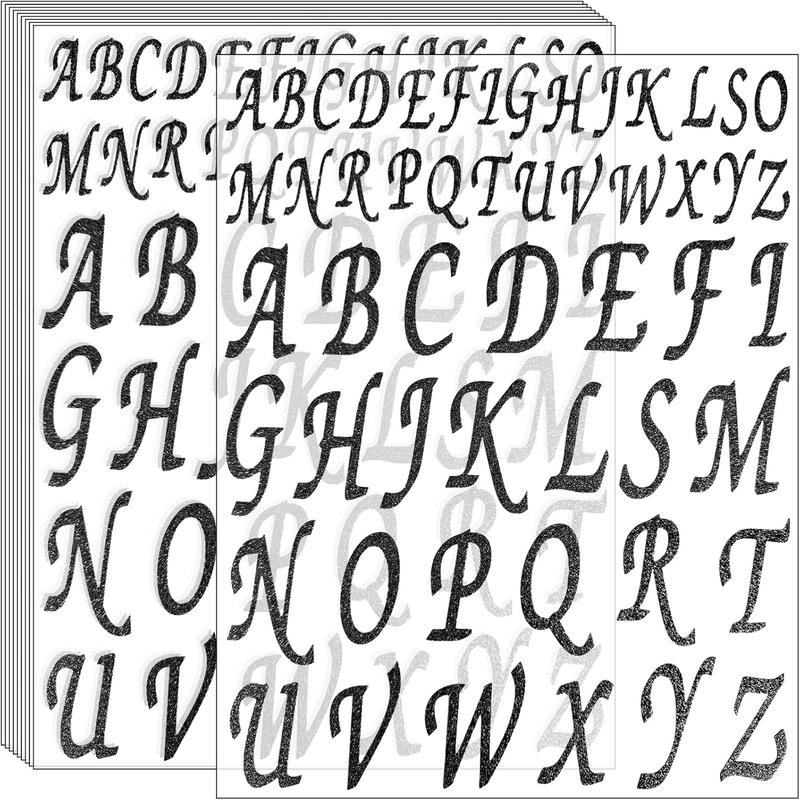 520 count 10 Sheets Glitter Alphabet Letter Stickers,Self Adhesive ...