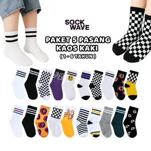 PAKET ISI 5 PASANG Kaos Kaki Anak Oldschool Laki - laki Perempuan Usia 1 - 6 Tahun