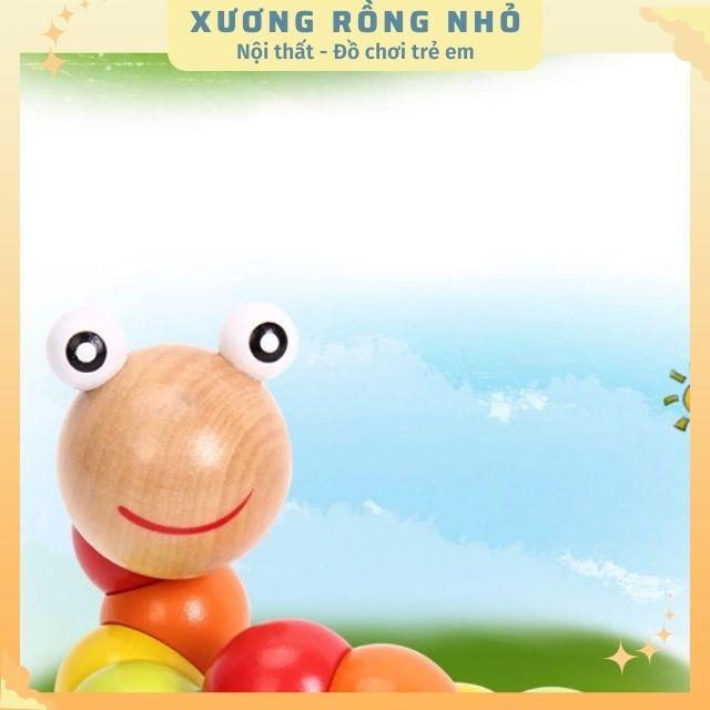 Đồ Chơi Con Sâu Gỗ - Uốn Dẻo - Nhiều Màu Sắc, đồ chơi gỗ phát triển trí tuệ, giáo cụ montessori, Xương Rồng Nhỏ 3