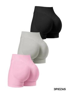 Shorts deportivos sin costuras de color sólido para mujer, cómodos y transpirables, ideales para yoga, gimnasio, entrenamiento y correr, ropa deportiva para damas para todas las estaciones
