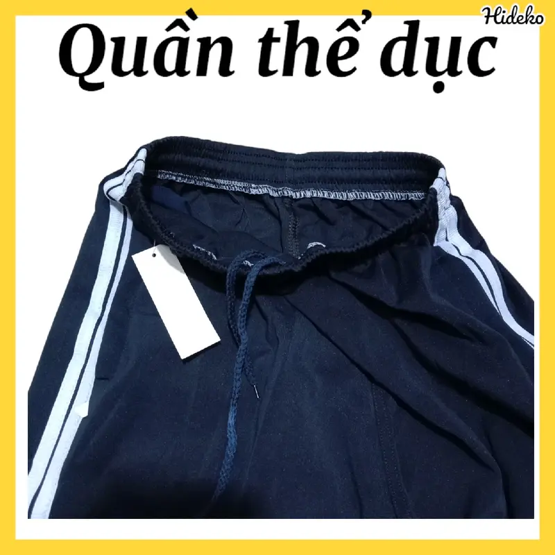 Quần thể dục 2 sọc, 3 sọc Poly giãn 4 chiều học sinh cấp 2, cấp 3. Quần thể thao xanh đen nam nữ 40-80kg 4