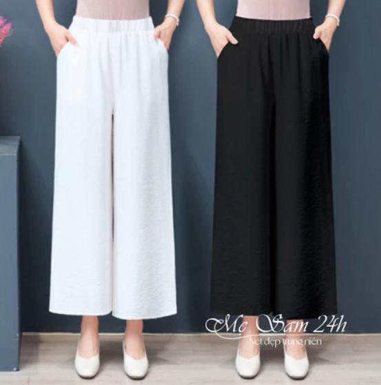 Product Introduction of Quần Trung Niên Nữ Ống Suông Lưng Thun Tôn Dáng, Quần Dài Nữ Bigsize Đến 90kg Chất Liệu Đũi Mềm Mát Mẹ Sam 24h - QNH.72 Women Pants 35