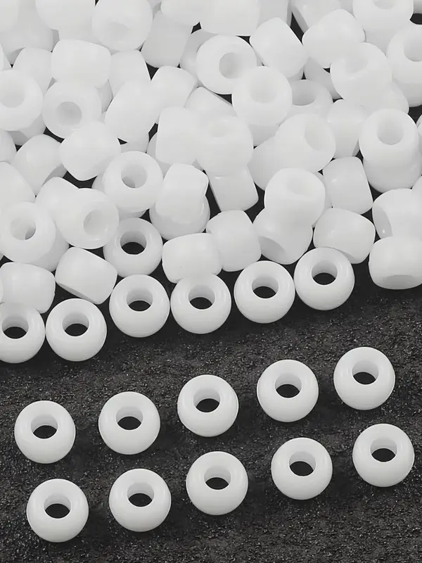 White Beads, 6x9mm Plastic Beads, DIY Jewelry Making Supplies for Bracelet & Hair Accessories, Fashion Accessories for Jewelry Making 5