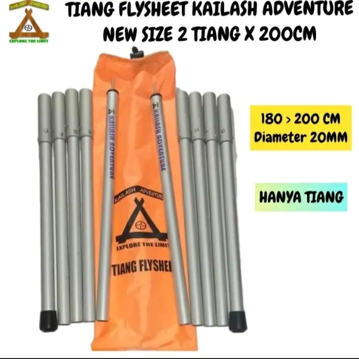 Tiang Flysheet 2x200 cm Doble Standart variasi hanya tiang dan lengkap Camping 1