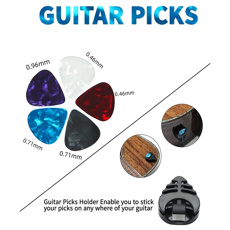 Soft Guitar Strap, 1 Pair Strap Locks & 5 Counts Guitar Picks & 1 Count Hold & 2 Counts Washers, Electric & Acoustic Guitar Strap Accessories 4