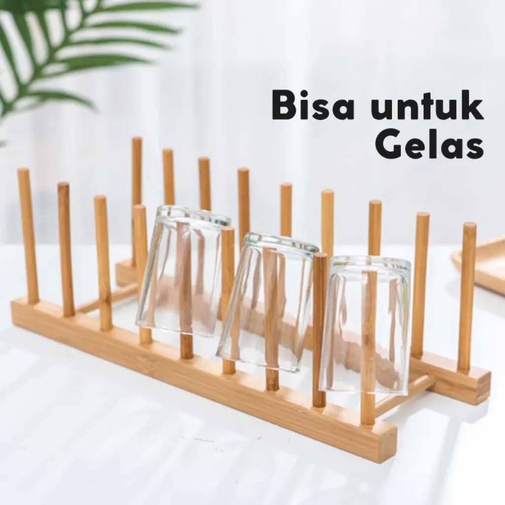 Tempat Penyimpanan Piring dan Gelas Multifungsi Rak Piring Kayu Aesthetic