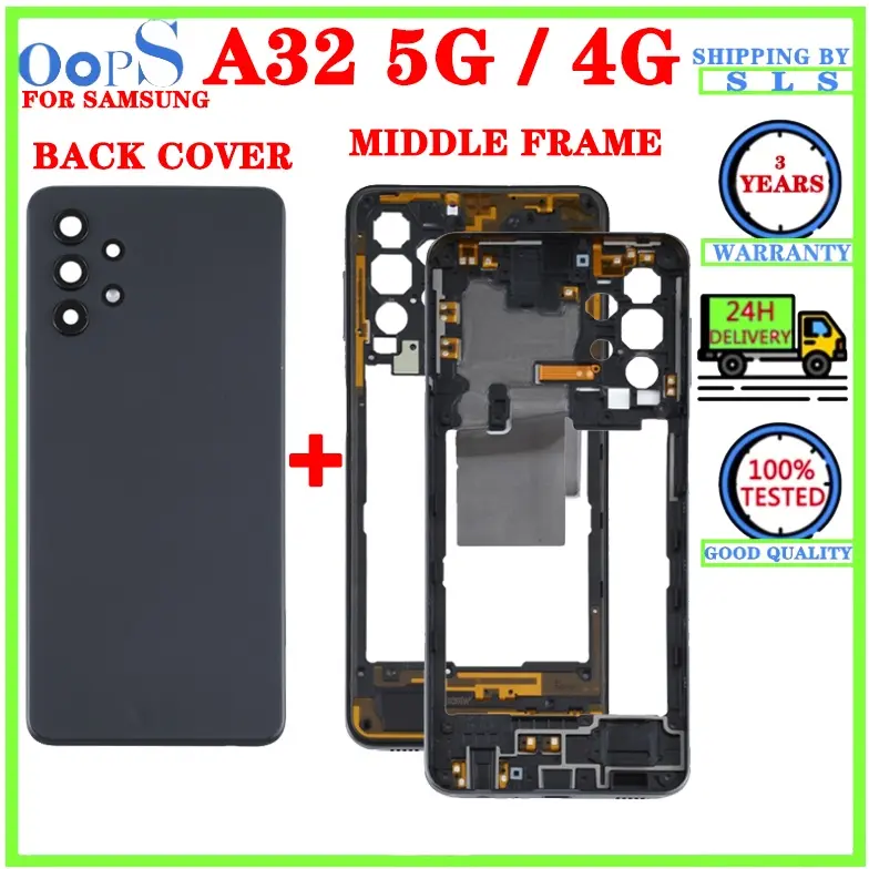 Back Housing Back Battery Cover LCD Front Middle Frame For Samsung Galaxy A32 4G A325 5G A326 Camera Lens Rear Door Housing Case  Camera lens Side Button