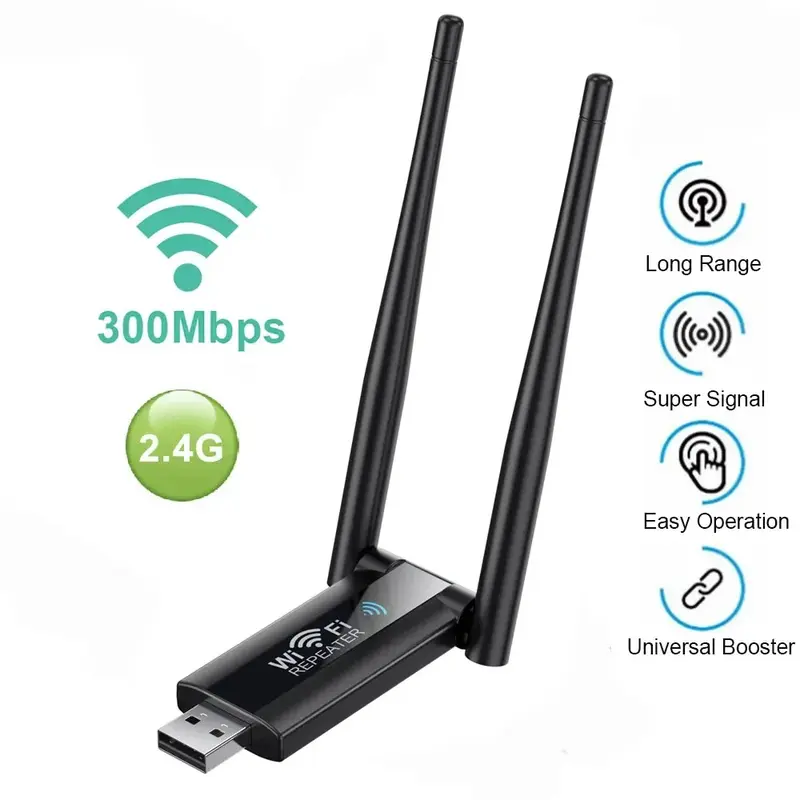 Pemanjang Pengulang WiFi USB Tanpa Wayar, 300Mbps, Penguat Penguat ...