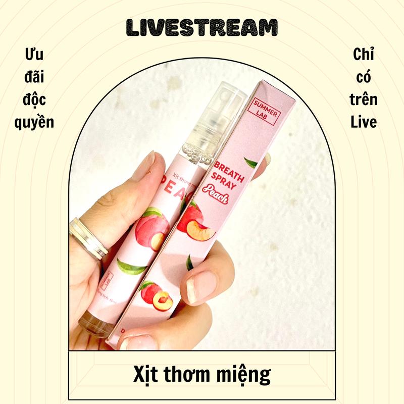 [LIVESTREAM] Xịt thơm miệng hương đào bạc hà loại bỏ mùi hôi an toàn giúp hơi thở thơm mát Summer Lab