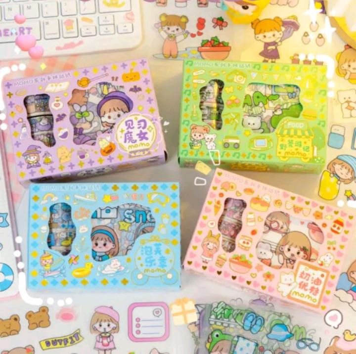 Stiker Momo Waterproof Dapat Box isi 100 Lembar | Sticker Kartun Korea Dekorasi Aesthetic Botol Minum Tumblr Viral Lucu Paper 8