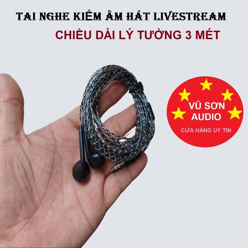 TAI NGHE kiểm âm loại phụ kiện chất lượng dùng hát livestream dài 3m, tiện dụng dây dù bọc nhựa cao cấp Nhét Tai Nghe Nhạc Earphone Chụp Tai