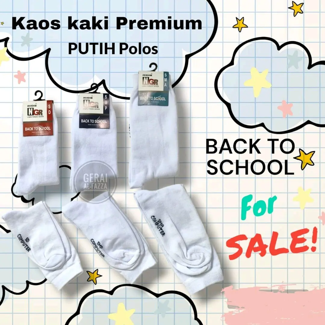 Lusinan Kaos Kaki Sekolah PREMIUM PUTIH POLOS PE / Kaos Kaki SD SMP SMA PREMIUM  Panjang PUTIH POLOS