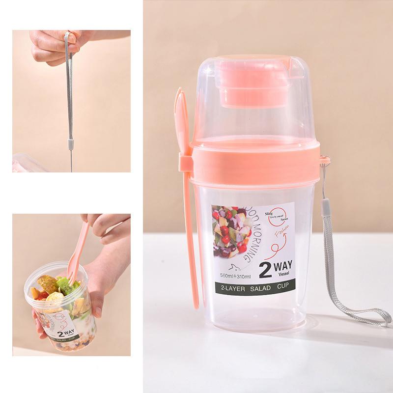 Product Introduction of Bộ Hộp Đựng Cốc Salad, Cầm Tay, Hai Lớp, Thích Hợp Cho Yến Mạch, Ngũ Cốc, Các Loại Hạt Và Sữa Chua, Kèm Nĩa, Thích Hợp Cho Hộp Cơm Trưa Trường Học, Hộp Bảo Quản Thực Phẩm 28