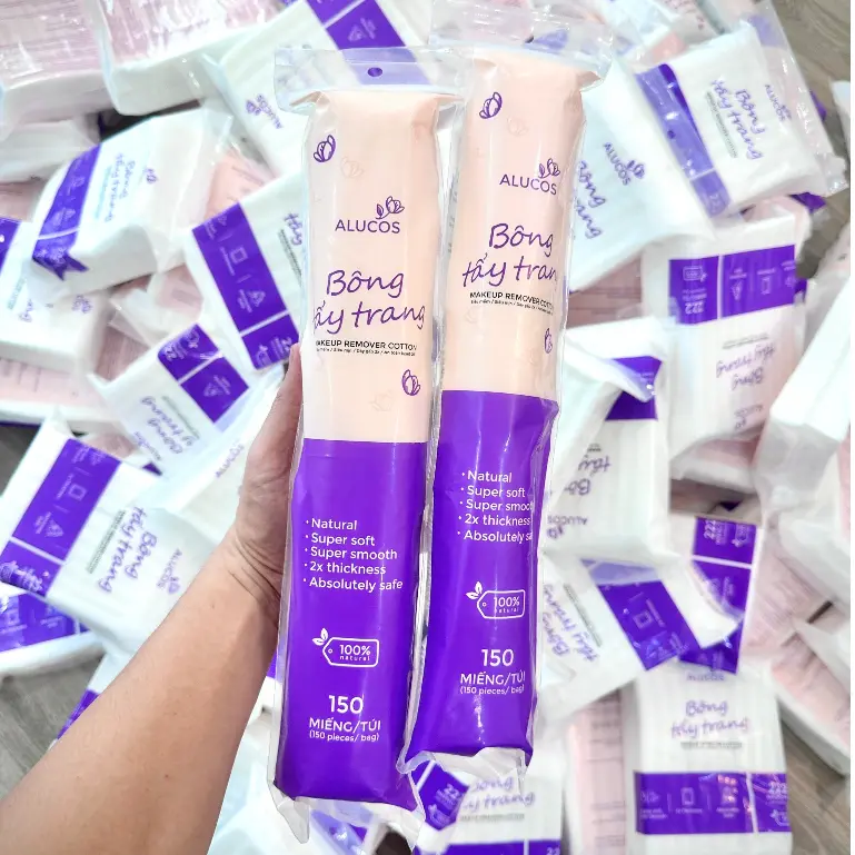 [COMBO 3 ] Gói bông tẩy trang tròn 150 miếng Alucos ( Gói dài)