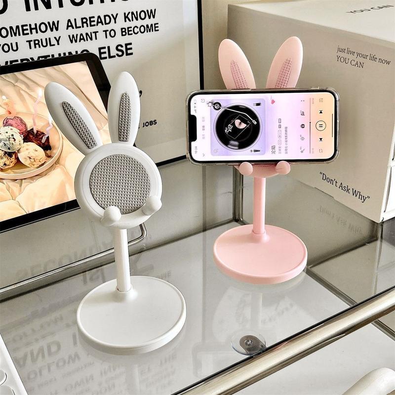 Product Introduction of Adorable Rabbit Mobile Phone Bracket Adjustable Desktop Super Stable Lazy Bracket Binge-Watching Tool Accessories Cellphone Smartphone Stand Mount 11