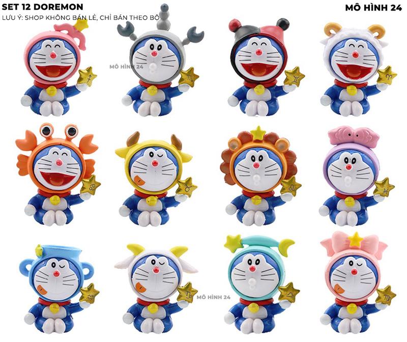[BỘ 12 EM] COMBO nhân vật Doraemon cung hoàng đạo ĐÔ RÊ MON mô hình để bánh sinh nhật gato đồ chơi Doremon