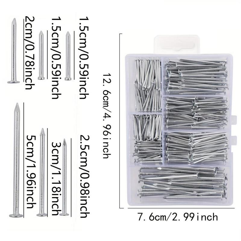 Hardware Nails Set with Storage Box, Galvanized Nails, Wall Nails, Multipurpose Hardware Nails Assortment Kit for Home & Office 1