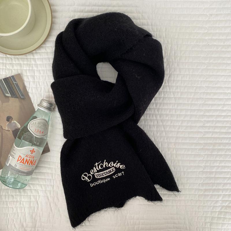 Product Introduction of Winter Warm Scarf For Women Fashion Letter Knitted Wool Yarn Neckerchief Muffler Female Shawl Neck Wraps 14