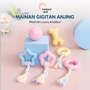 Mainan Gigitan Anjing Premium Warna Pastel | Mainan Gigit Pastel Dengan Kain Tali Untuk Anjing Dan Kucing
