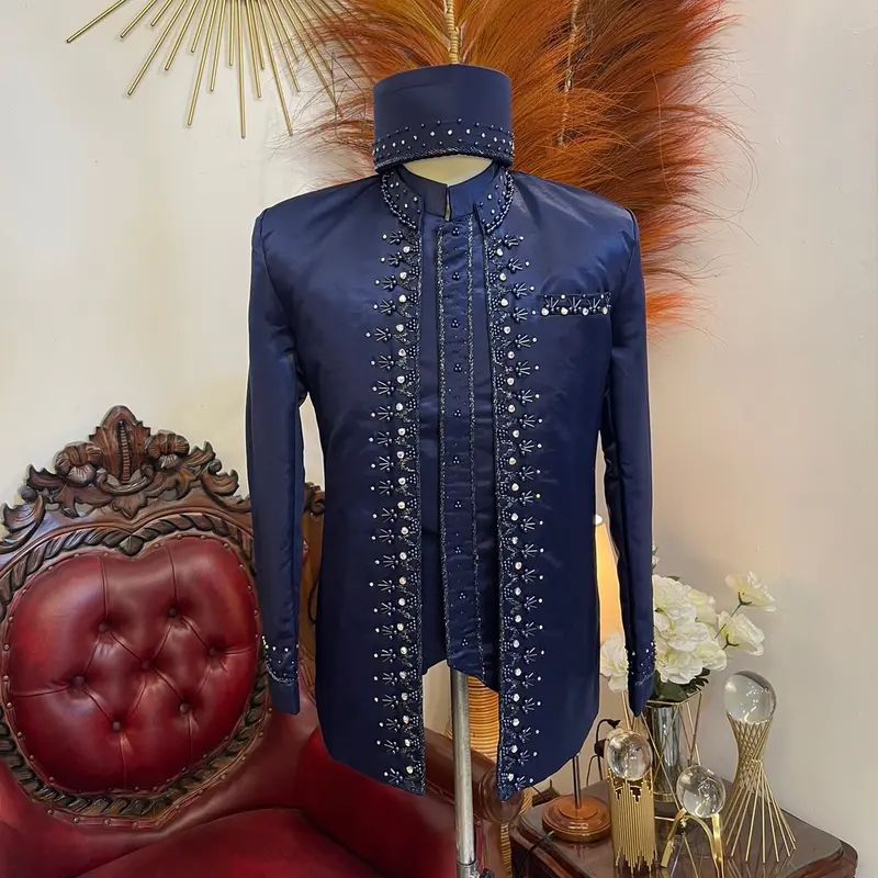 Beskap pengantin motif mutiara tabur payet zig-zag || Beskap pengantin pria Polos 1