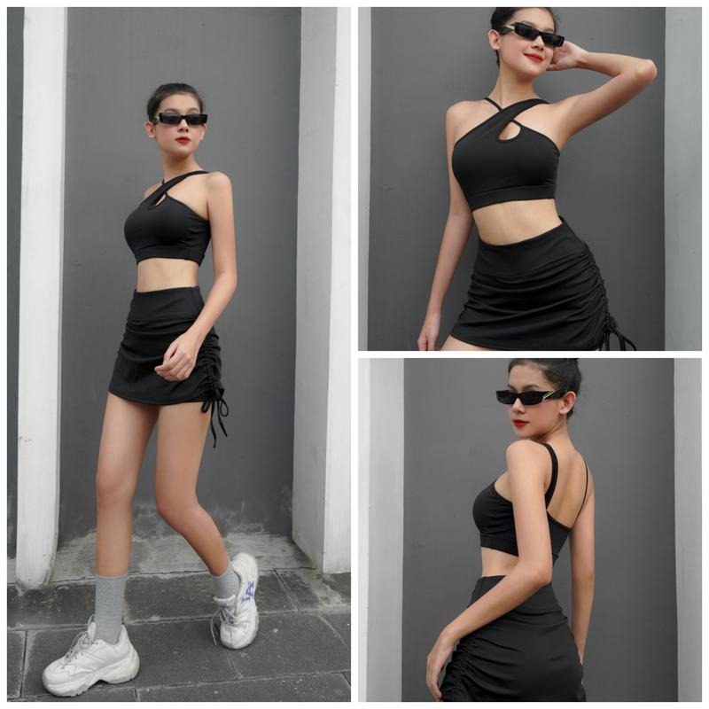 VÁY tập Zumba,Gym, Yoga, Aerobic, thể dục nữ . Rút 2 bên. Chất thun thể thao Sport 5