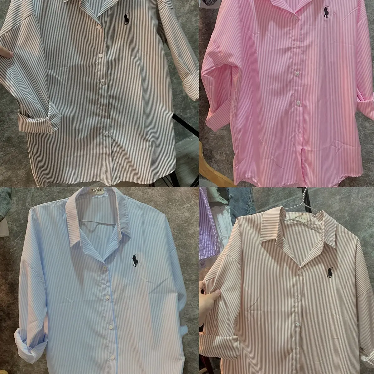 Áo sơ mi sọc thêu ngựa from vừa freesize