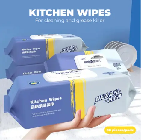 (1 pack only $1.97!) Kitchen Wet Tisu Wipes Alcohol Free 80 Sheet/ Packet Wet Cleaning Tissue Home Supplies