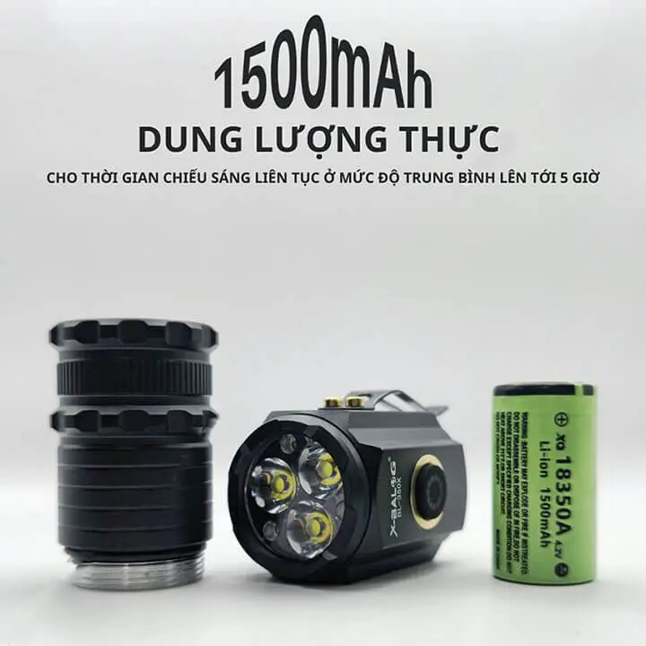 Đèn pin mini siêu nhỏ gọn, siêu sáng X-Balog 350X cường độ sáng 2000 lumen, cổng sạc Type C 8