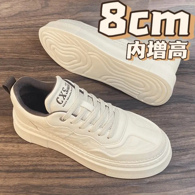 Giày Nam, Đế Tăng Chiều Cao Vô Hình, 10Cm, Giày Trắng Thể Thao Đế Dày, Giày Thường Ngày Cho Nam, Thích Hợp Cho Mùa Đông, Hàng Mới Về 2024