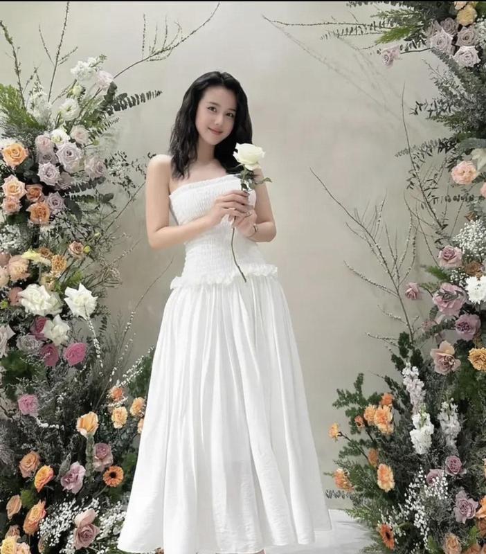 M441 - Đầm ống cúp nhún thun dáng xòe trắng đen đầm maxi bo chun dáng xòe Nữ Dress