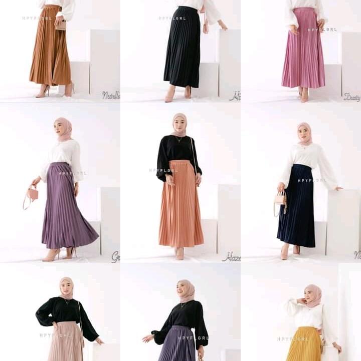 Rok Klok Prisket Rempel Besar Premium Rok plisket Premium Polos 3