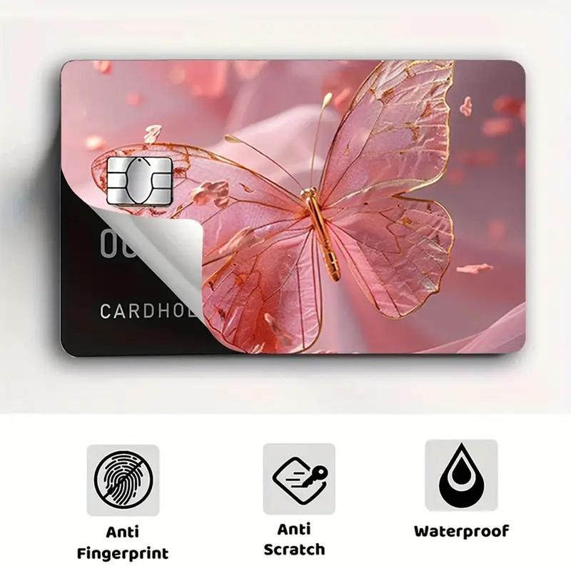 Butterfly Pattern Credit Card Sticker, 4 Counts/set Colorful Self Adhesive Debit Card Skin, Decorative Card Sticker for Women & Girls 3