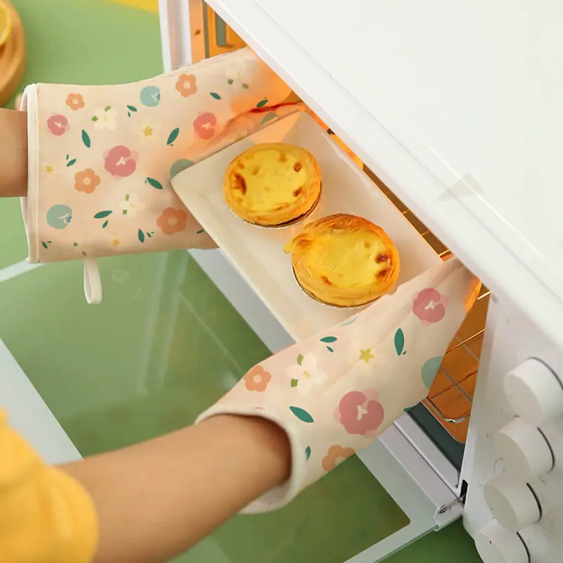 Sooka Sarung Tangan Anti Panas - Sarung Tangan Anti Panas dengan Pola Bunga, Tahan Panas untuk Oven dan Penggunaan Dapur Lainnya, Tahan Suhu Tinggi, Anti Selip HL-ABA888 2