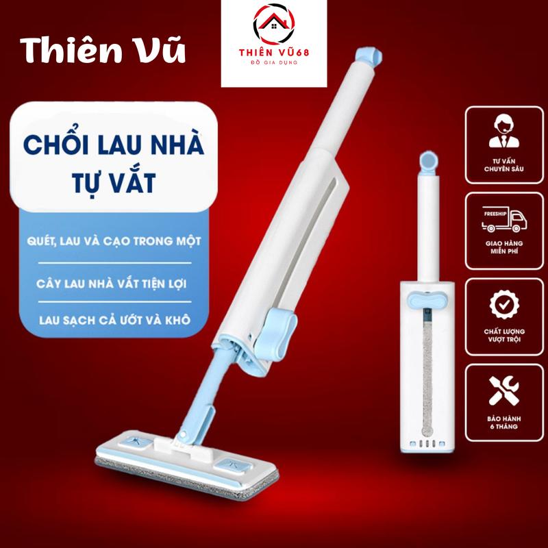 Hàng loại 1 Cây lau đa năng mini cây lau nhà tự vắt đầu xoay 180 độ lau bàn bếp phòng tắm lau kính câu lau bếp kèm 2 bông lau
