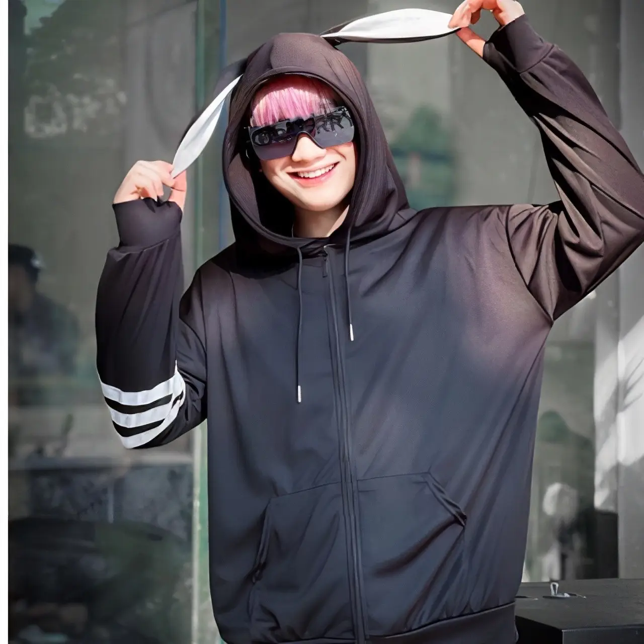 Áo chống nắng nam nữ Kẻ sọc Màu đen Mùa hè dài tay Menswear