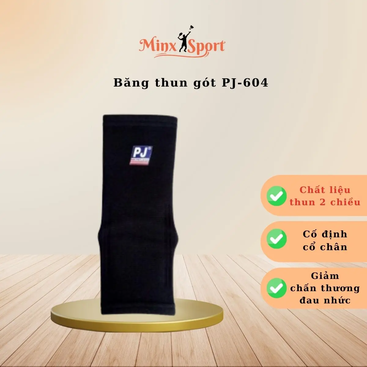 Băng cổ chân PJ hộp 1 chiếc - Băng sơ mi thể thao bảo vệ gót chân chống bong gân - Mã PJ 604 - Minx Sport