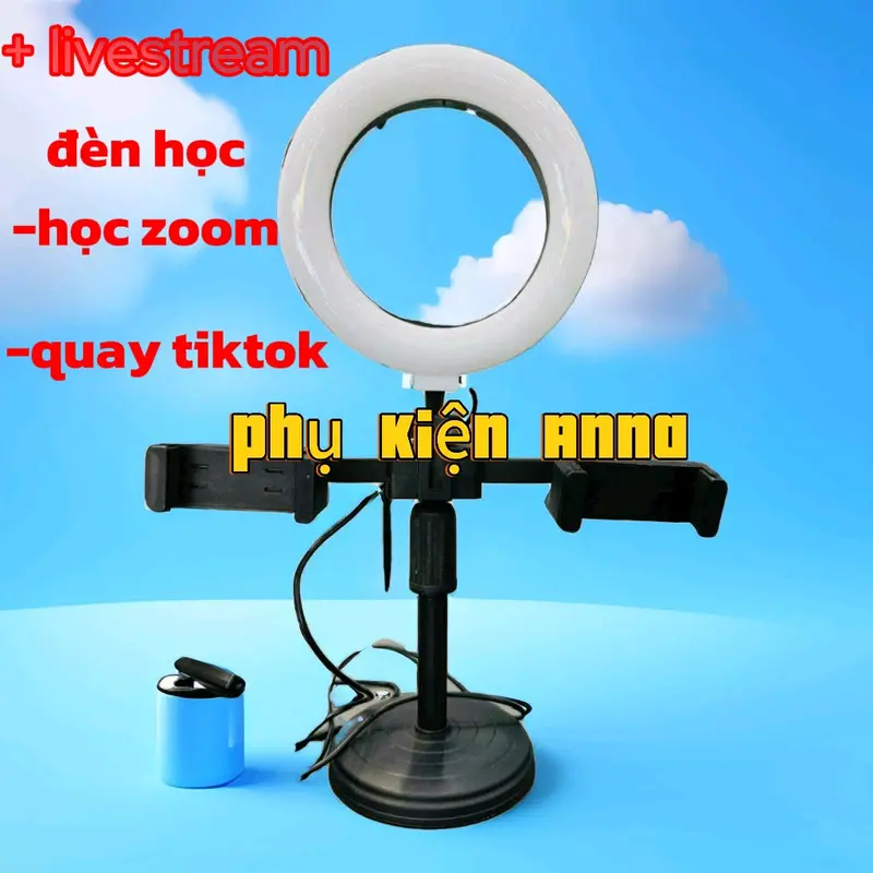 Đèn Livestream 2in1 2 đầu kẹp, có 3 chế độ màu thuận tiện dùng quay tiktok, livestream , video Phụ Kiện 0