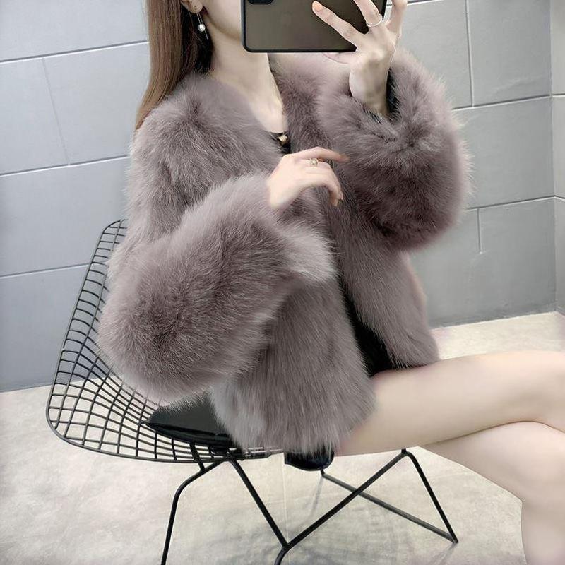 Áo Khoác Lông Cáo Haining Mùa Đông, Dành Cho Nữ, Phong Cách Trẻ Trung, Cổ Chữ V Tích Hợp Lông, Dày Dặn, Phong Cách Hàn Quốc, Phong Cách Phương Tây, Sản Phẩm Bán Chạy Phổ Biến Năm 2024 8