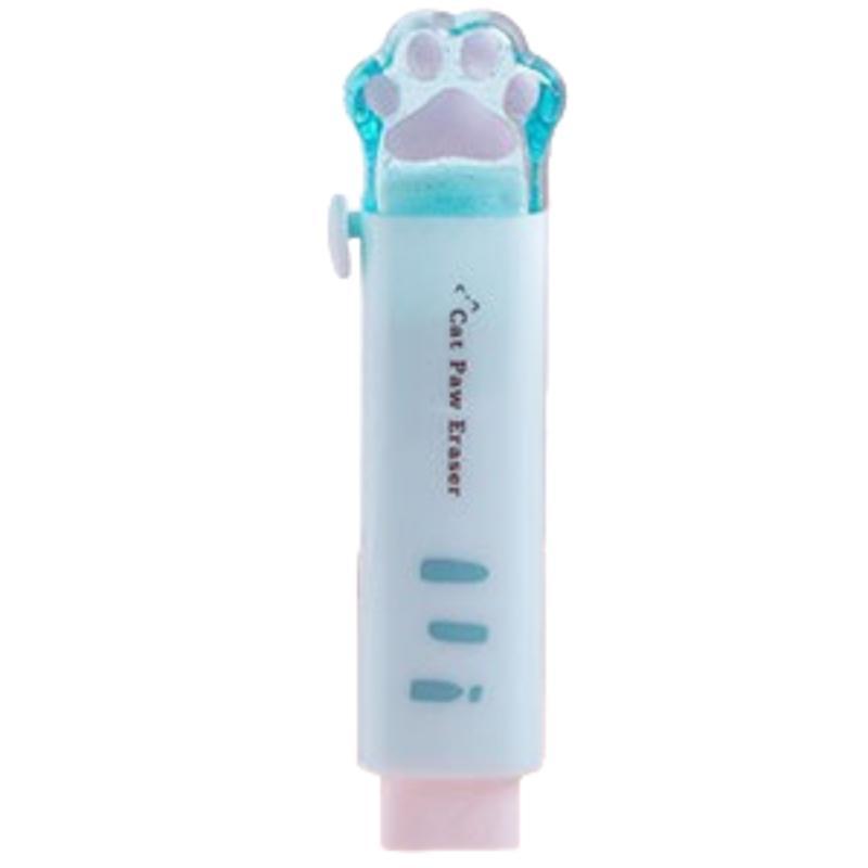 Product Introduction of Cute Cat Paw Design Eraser, 4 Counts/set Portable Push-pull Eraser, Clean & Scratch Free Eraser for Home School Office Dormitory 3