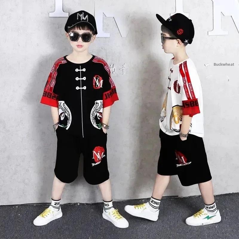 Bộ Đồ Bé Trai Cotton Nguyên Chất AG SHOP, ngắn Tay, Thời Trang Sành Điệu, Phong Cách Trung Quốc, Trang Phục Biểu Diễn, Phong Cách Trung Quốc, Thích Hợp Cho Mùa Hè, Xu Hướng Trung Quốc, [Angel] ✨ [Hàng Mới Về] 2