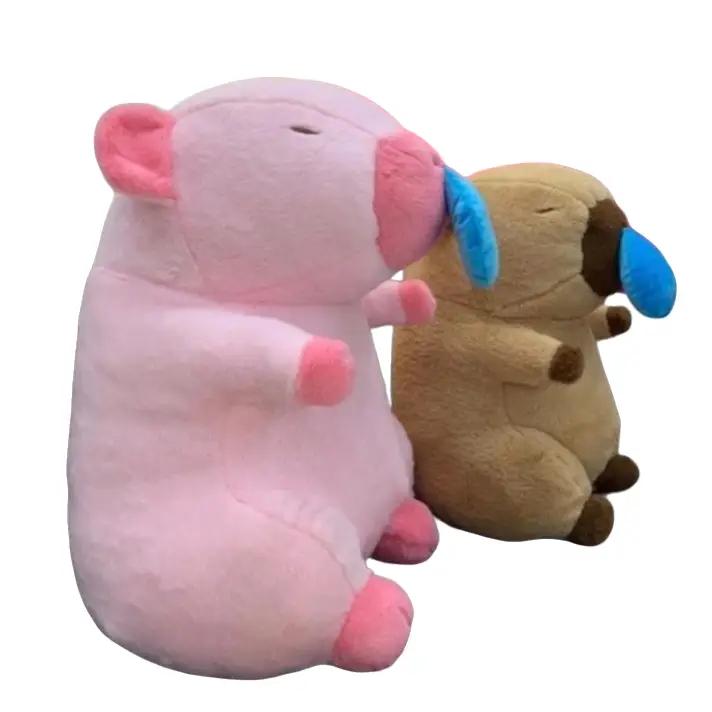  Gấu Bông Chuột Lang Nước  Mũi Liền  Đồ Chơi Thú Nhồi Bông  Capybara Mềm Mịn Dễ Thương kích thước 30 cm Thú Bông  Capy Bara có 2 màu hồng ,nâu To Toy Phát Nhạc 