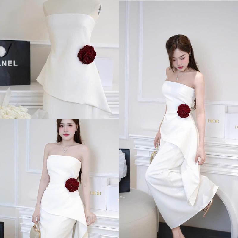 Set ÁO quây kèm CHÂN VÁY vạt dài kèm tag hoa V202 shop 1