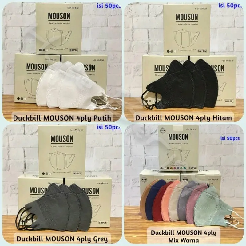 masker duckbill mouson 4ply 50pcs emboss