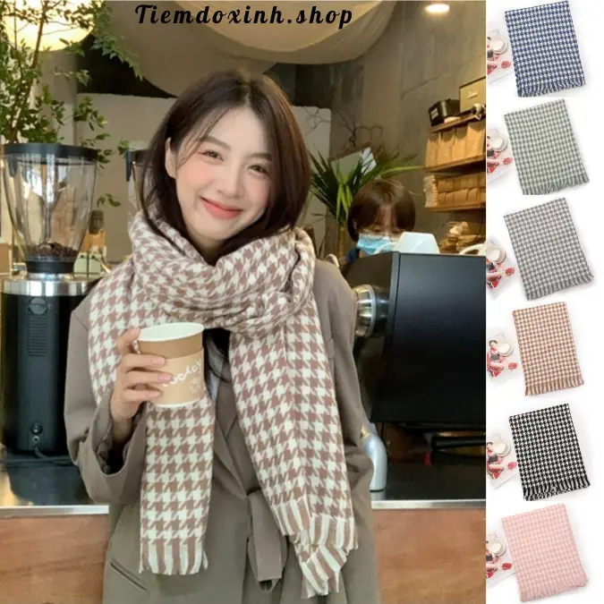 Khăn quàng cổ Cashmere hoạ tiết caro dành cho nam nữ Khăn Choàng