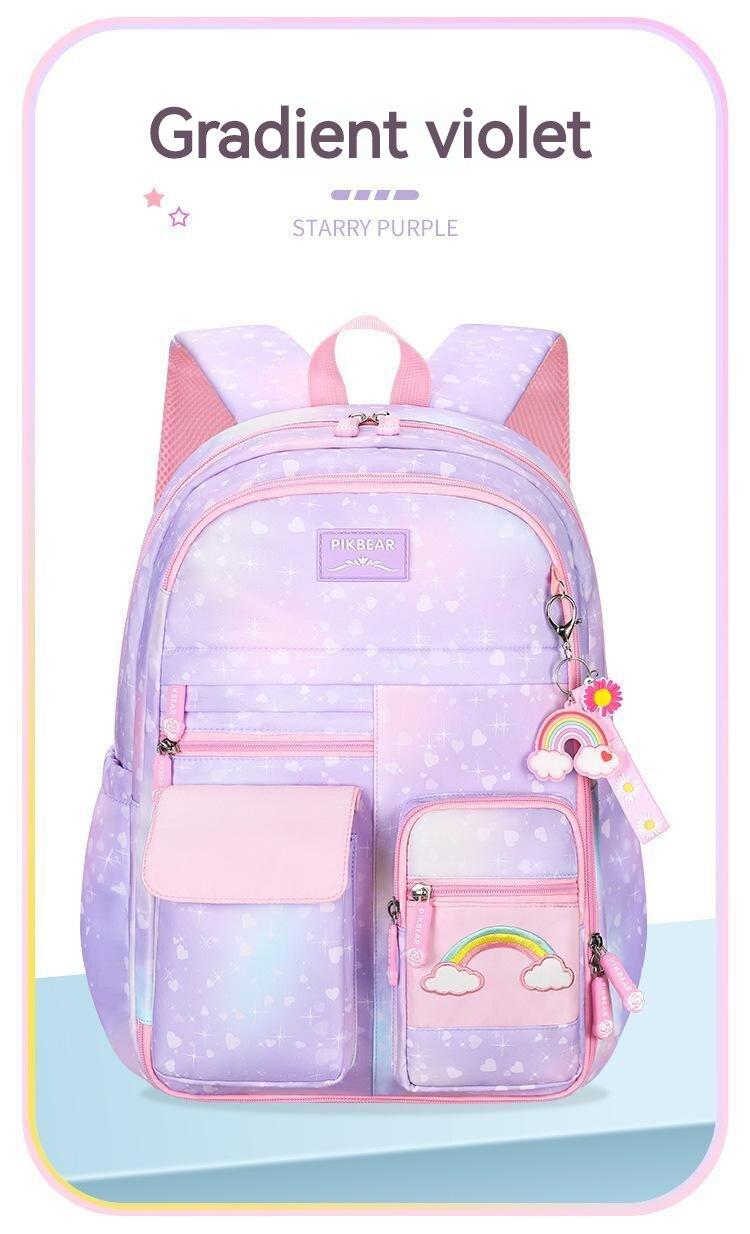 Product Introduction of NEW Side Door Rainbow School Bag For kids Girl Waterproof Girls Backpacks Large Capacity Prim 40