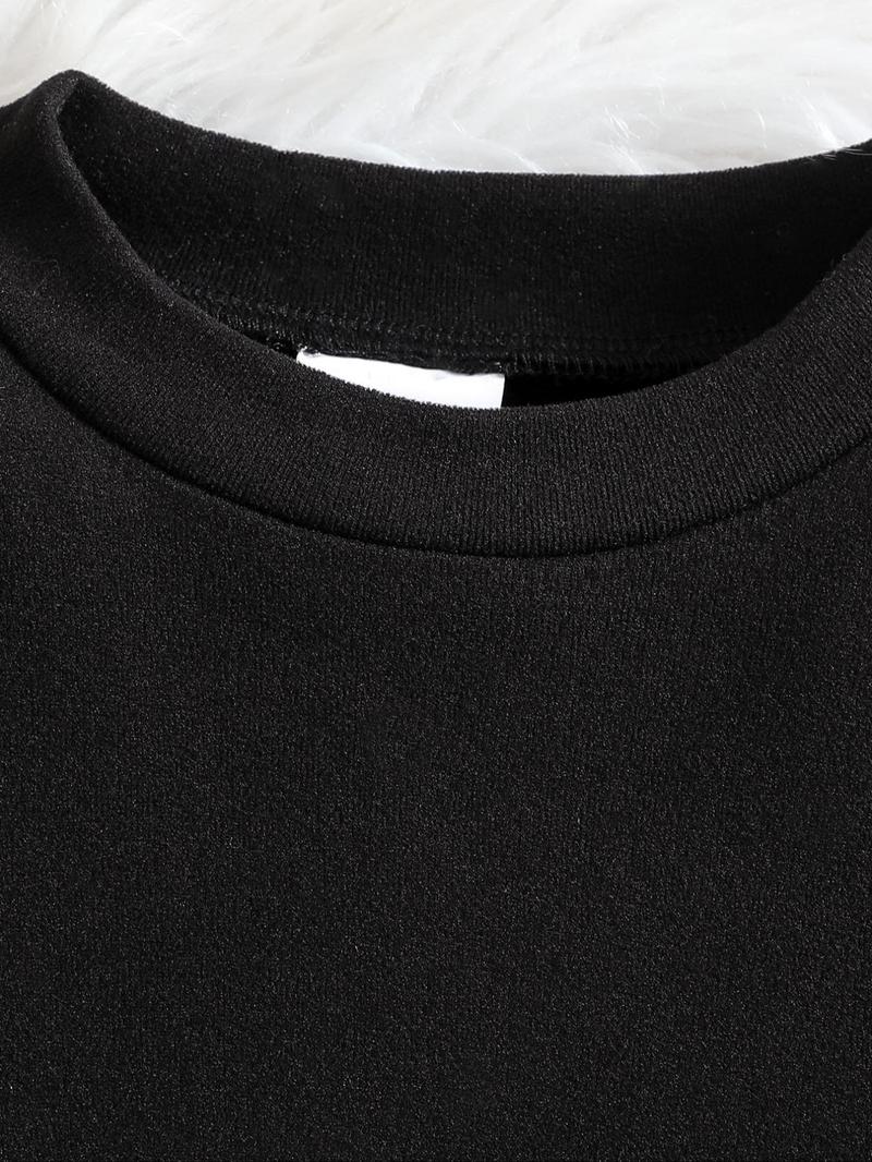 Product Introduction of Boy's Solid Long Sleeve T-shirt, Casual Basic Round Neck Top for Fall & Winter, Kids Clothes for Daily Wear 3